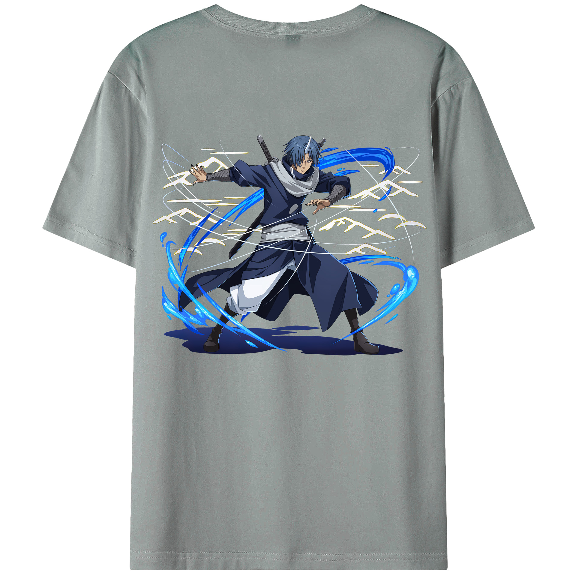 （画像用） 転スラ Regarding Reincarnated to Slime 綿100％ メンズ半袖Tシャツ（バックプリント） 通気性